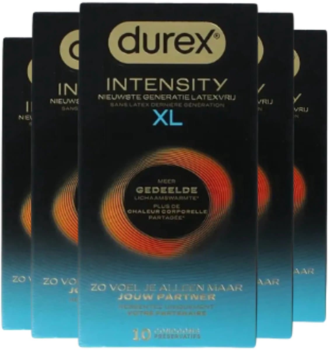 Durex Intensity Condooms XL - Nieuwste generatie ultradunne, latexvrije condooms voor mannen – Gedeelde lichaamswarmte - 5 x 10 stuks - Voordeelverpakking — afbeelding 1