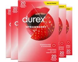 Durex Condooms Strawberry 20st - 5 Stuks - Voordeelverpakking