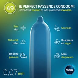 MY.SIZE Classic condooms maat 2 I 49 mm breed I 10 stuks standaard verpakking I premium condooms extra dun I condooms true to touch gossamer I dunne 0,07 mm wanddikte I condooms veganistisch — thumbnail 3