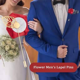 Knoopsgaten met rozen, bruiloft, voor heren, 10 stuks, handgemaakt, met bloem, reversspeld, voor bruiloft, prom, wijnrood — thumbnail 3