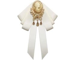 Hof stijl Crystal Ribbon Bow Tie Broche Pins Voor Vrouwen Meisjes Victoriaanse Cameo Boog Broche Pre-Gebonden Strik Corsage Kraag accessoire