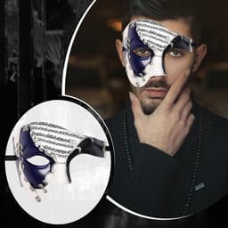 Venetiaans masker voor heren, halfmasker: retro kostuum maskerade Venetië oogmasker vintage licht aangenaam kostuum masker voor gemaskerd bal maskerade Phantom van de Opera, Kunststof — thumbnail 2