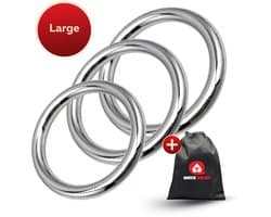 Quick Relief Steel Armor™ Cockring Set Large - Set van 3 RVS Metalen Cockringen - 50 mm, 52,5 mm, 55 mm