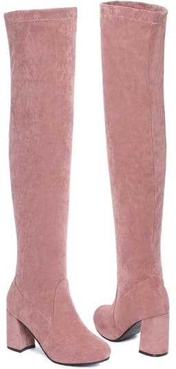 Dames Overknee Laarzen Warm Gevoerd met Stabiele Blokhak (8 cm) voor Herfst & Winter — thumbnail 2