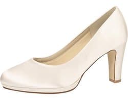 Elegante Bruidsschoenen met Blokhak en Plateau - Ivoor Satijn