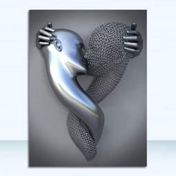 Abstracte Canvasprint Set van 3 - Romantisch Portret in Grijstinten - Modern Wanddecor voor Woonkamer en Slaapkamer - 21 x 30 cm — thumbnail 2