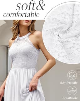 Halterjurk Lang Chiffon Avondjurk Kanten Boord | Galajurk Bruiloft Gastjurk Maxi Lange Vrouwenjurk Galafeesten Avondkleding — thumbnail 2
