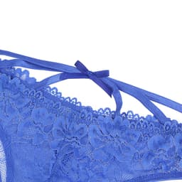 Zeloria Kanten Slip Open Kruis en Strikdetail – String met open kruis Blauw – Dames Lingerie Slip Bandjes – XXL — thumbnail 5