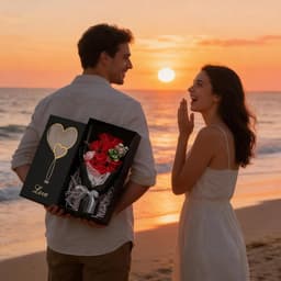 Eeuwige Rode Rozen - Bewaarde Bloemen - Romantisch Cadeau - Zwarte Doos Hartjes - 10 x 18 x 32 cm — thumbnail 3