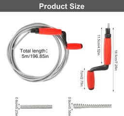 SnelShoppen - Pipe Cleaning Spiral Drain Cleaner 5m x 6mm - Universele Spiral Drainbuis Cleaner voor Hardnekkige Verstoppingen van Hoogwaardig Carbons — thumbnail 2