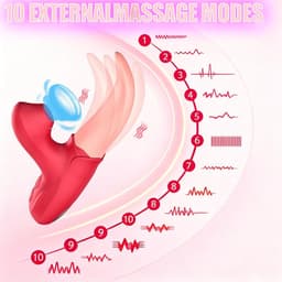 Likkende Tong Vibrator voor Vrouwen, Clitorisstimulator met Zuigfunctie, 10 Likstanden & 10 Zuigstanden, Siliconen, Waterdicht en Oplaadbaar — thumbnail 2