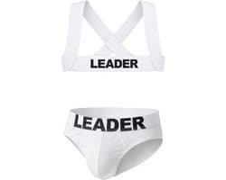 LEADER Essentials Multipack 1x Brief + 1x Harness White - MAAT XS - Erotisch Heren Ondergoed - Slip voor Man - Sexy mannen Slip