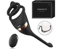 DOWO® - Vibrerende Cockring - Penisring - Cockring Vibrerend - Cockring - Vierdubbele Stimulatie - 9 Vibratiestanden - 4 in 1 - Penis, Testikels ,Anaal & Prostaat Stimulator - Siliconen Cock Ring - Sextoys - Seksspeeltje voor Mannen & Vrouwen