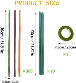 300 Pcs Pipe Cleaner Flower Set Chenille Wire Pipe Cleaner Pipe Cleaner for Crafts with Ribbon and Green Stick for DIY - ShopVlot — thumbnail 2