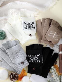 Vingerloze Dames Winter Gebreide Handschoenen - Warm Wol - Thermisch en Omkeerbaar - Ideaal voor Koude Dagen - ShopVlot — thumbnail 3