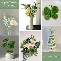 Green Pipe Cleaner Flower Set, Rose Bouquet Pipe Cleaner Crafts - ShopVlot — thumbnail 3