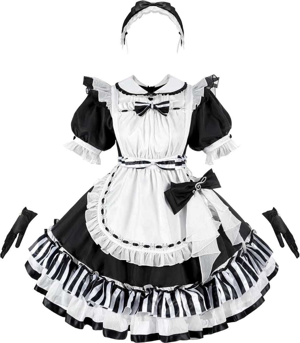 French Maid-outfit dames - zwart met schort - sexy en speels - perfect voor carnaval - ShopVlot — afbeelding 1