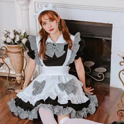 Dailygoods- Maid Kostuum Schattige Outfit - Klassieke Cosplay - Anime Cosplay - Zwart-Wit Geruit - Hoofdband - Voor Kerstmis/Halloween — thumbnail 2