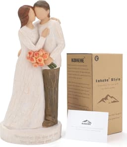 Handgeschilderd Beeld - Koppel Beeldje - Romantisch Cadeau - Met Groetkaart - 17 cm Hoog - Wit — thumbnail 1