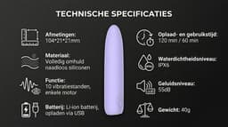 MontAmour Lexy – Premium Silicone Mini Bullet Vibrator – Oplaadbaar – 10 Standen– Waterdicht - Veilig - Hygiene - Hygienisch - Bulletvibrator voor Vrouwen - Vibrator - Lila - Paars - Massage — thumbnail 3