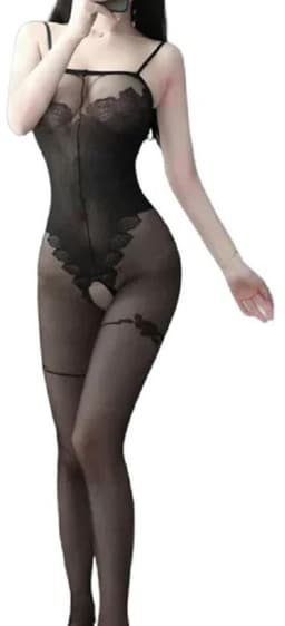Bodysuit - Doorschijnend - Mesh - Sexy lingerie - Open kruis - Kant - Erotiek - Dames - Lace - Transparante lingerie - Mesh bodysuit - Zwart - One piece - Verleidelijke outfit - Jonyx — thumbnail 1