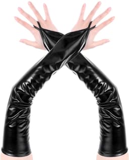 Dailygoody - Vingerloze Handschoenen - Lange Metalic Opera Handschoenen - Sexy Elleboog Lengte - Zwart - Halloween Accessoire - Perfect voor Thee Party — thumbnail 1