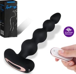 TipsToys® Prostaat Vibrator met Afstandsbediening - Stimulator met Anal Beads - 9 Vibrerende Standen - 2.2-3.6⌀ Anale Buttplug Massager - Prostate Sex Toys voor Mannen, Vrouwen en Koppels - Waterdicht, Vibrerend & Oplaadbaar - Siliconen - Zwart — thumbnail 1