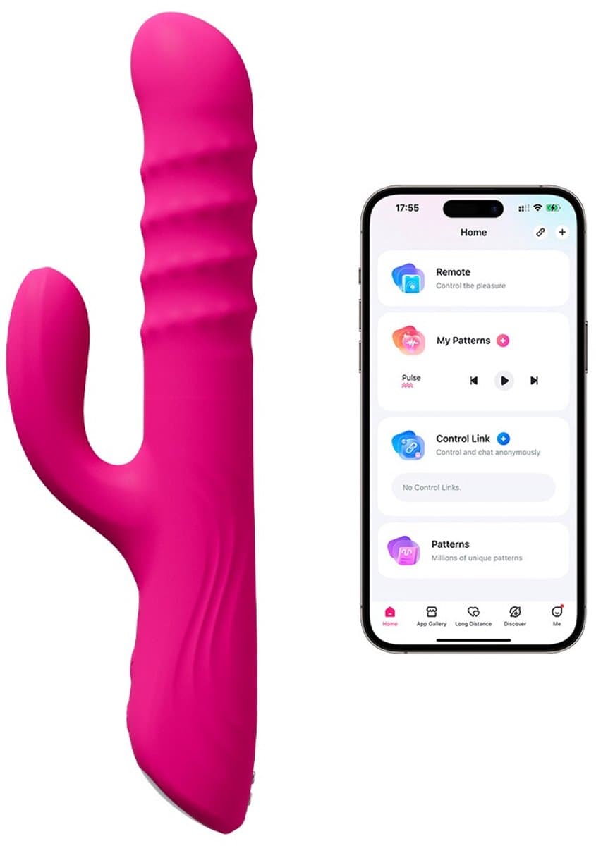 Lovense Velvo Rabbit Vibrator, Bluetooth Control, Free App, Silicone, Pink — afbeelding 1
