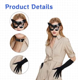 4-Piece Cat Cosplay Set, Cat Costume for Women and Children, Animal Costume Set Halloween, Carnival, Cos Play Party, Cos Play Cat Accessories, Carnival Cats Cos Play Accessories (Black) — thumbnail 4