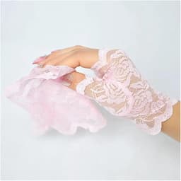 Kanten Handschoenen - Mesh Mittens - Feestelijke Accessoires - Vingerloos Ontwerp - Eén Maat - Zwart — thumbnail 4