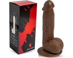 Rosebay Realistische Dildo 21 cm - Dildo met Zuignap & Balzak - Anaal Dildo - Sex Toys voor Mannen en Vrouwen - Seksspeeltjes - Donker Bruin