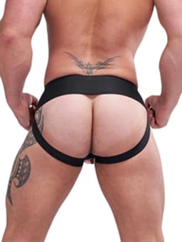 Mister B leren premium jockstrap met oranje bies -  small — thumbnail 2
