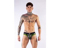 Mister b neoprene jock brief black neon green xs
