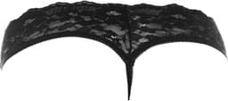 Amorable - G-String met Kanten Ruches - Open Kruis - One Size - Zwart — thumbnail 5