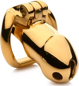XR Brands AH086 - Midas Locking Chastity Cage - 18K Gold-Plated - Gold — thumbnail 7