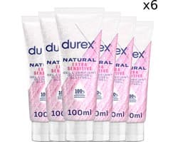Durex Glijmiddel Natural - Extra Sensitive  - 100% natuurlijk - 100ml x6