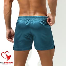 Satijnen Boxershort - Blauw Groen - Heren short - Lingerie — thumbnail 4