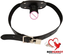 Gag Penis - Mondknevel - BDSM - Verstelbaar - 5CM - Zwart - Slot — thumbnail 2