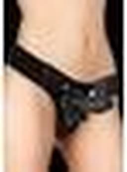 Ouch! Realistische Strap On Voorbinddildo met Harnas - 15 cm - Zwart — thumbnail 12