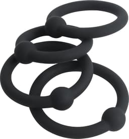 Banoch | Eikelring Set van Zwart Siliconen | Ø 25/28/30/32 mm | Set van 4 Cockringen | Flexibel & Comfortabel | penisring — thumbnail 3