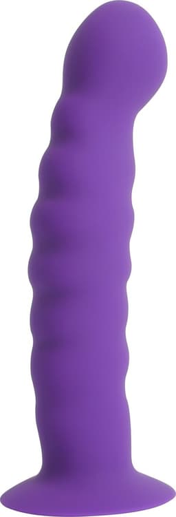 Banoch | Dildo ribbel paars siliconen met zuignap | 14,5 cm lang | max Ø 3 cm — thumbnail 5
