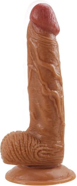 Realistische dildo met balzak en stevige zuignap - ook voor anaal gebruik - 20 cm - dildo met zuignap — thumbnail 5