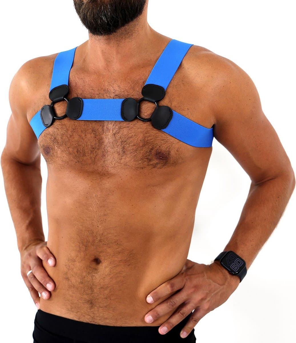 Kiotos - Elastisch Borstharnas - Tuigje - Riemenbody - Blauw - Maat L/XL — afbeelding 1