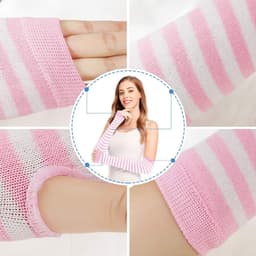 Lange armwarmer voor dames in punk gothic- en rockstijl - vingerloze handschoenen - roze/wit - Eén maat - trendy accessoires — thumbnail 3