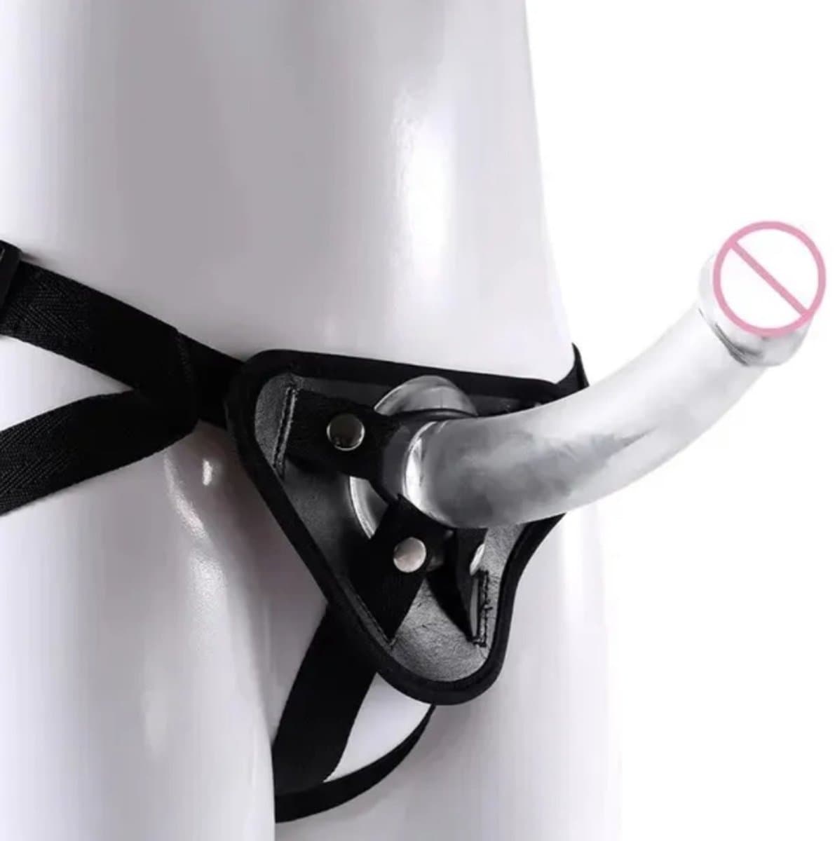 Voorbind dildo - 21 cm - Dildo met voorbind set - Zwart - Dildo doorzichtig - Sex toys - Sex speeltje - Erotisch spel — afbeelding 1