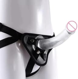 Voorbind dildo - 21 cm - Dildo met voorbind set - Zwart - Dildo doorzichtig - Sex toys - Sex speeltje - Erotisch spel — thumbnail 1