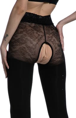 Panty open Kruis - 60/30 Denier - Kleur: Zwart - Maat: XXL - Model: Blackdiamond - Merk: Amour — thumbnail 4