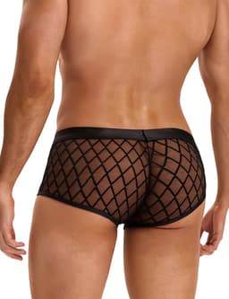 Zwarte heren boxershorts met doorzichtige mesh - maat L/XL - mens sexy sheer black boxer underwear - trendy heren ondergoed erotiek - BDSM - clubwear latex mannen — thumbnail 3