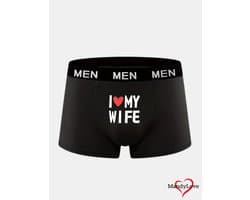 I Love My Wife heren boxers - Maat XL - zwarte strakke boxershorts mannen - boxer onderbroeken ondergoed underwear boxershort erotiek mannen