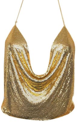Elegante metalen dames crop top - sexy club backless - Goud — thumbnail 1